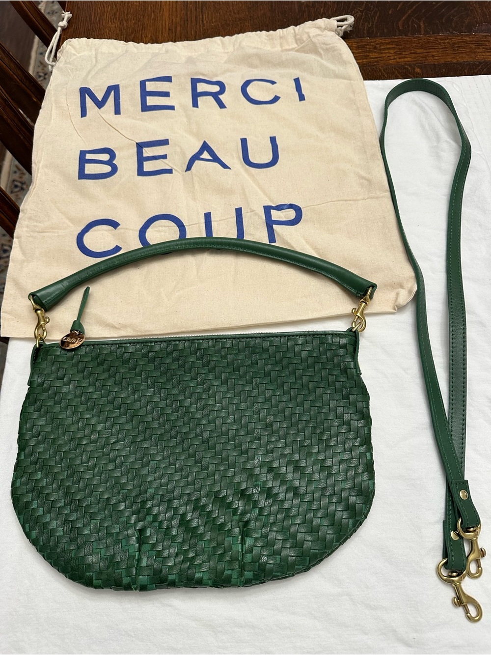 Clare V Petit Moyen Evergreen Woven